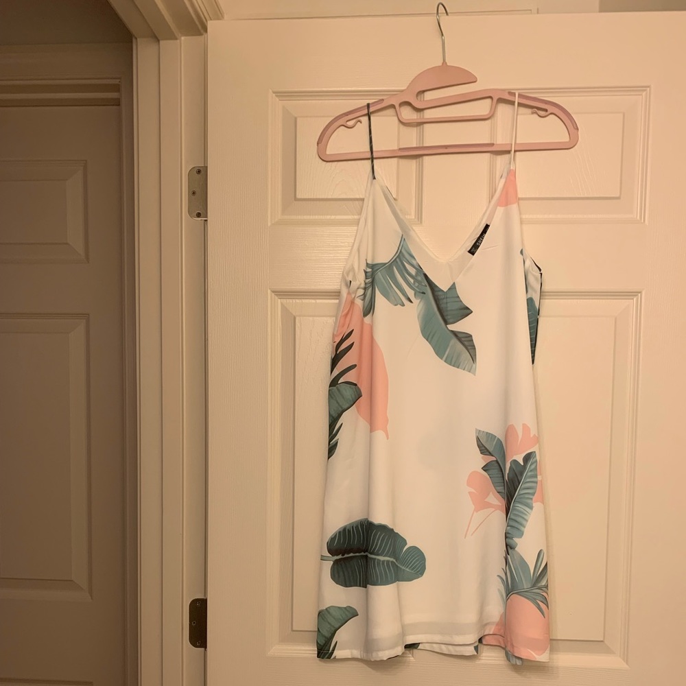 SHEIN Palm Leaf Print Double Cami Dress